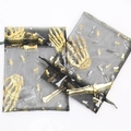 Transparent Halloween drawstring gauze bags with gold and silver skeleton print, 13x18cm - Translucent Gold Silver Skeletons
