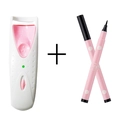 Electric eyelash curler in pink and white set with two waterproof eyeliner pens - Electric Curler + Eyeliner