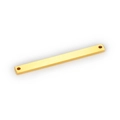 Close-up of golden rectangular stainless steel connector tag for DIY jewelry making - 4*44MM Double Hole / Gold
