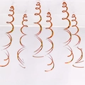 Set of 6 metallic iridescent copper spiral hanging swirls for festive party decoration - Set of 6 / Orange