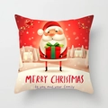 Detailed Santa Claus cushion cover with Merry Christmas text and festive gift illustration - Santa Claus Holding Gifts (DRD315-11)