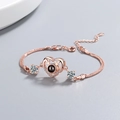 Elegant S925 silver rose gold reindeer heart bracelet with 100 languages projection stone - Copper / Rose Gold