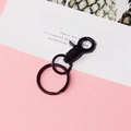 Matte black metal lobster clasp with round key ring for DIY bag accessories - Black