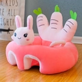 Siège en peluche lapin rose avec dossier carotte pour le soutien de bébé - Produit Fini Rempli (Convient aux Bébés de 6,5 à 14 kg) / Lapin Carotte