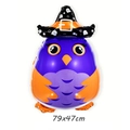 Mini Halloween owl foil balloon in purple with wizard hat and 79x47cm dimensions - Owl Wizard