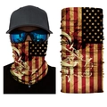 Multifunctional seamless headwear with vintage US flag and motorcycle skull print - S3 Skull US Flag