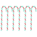 Set of six red green and white striped acrylic candy cane ornaments for Christmas tree - 6 Pieces / Pack / 15CM / Red Green White
