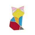 Kreative geometrische Origami-Tierbrosche mit bunten Emaille-Farben und goldener Umrandung - Katze - Stil 3