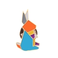Broche lapin origami géométrique coloré avec lignes dorées et finition émail bleu - Lapin Debout - Style 10