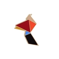 Broche en émail d'oiseau origami géométrique avec motifs de blocs arc-en-ciel - Oiseau - Style 2