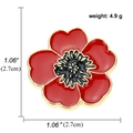 Spilla papavero in smalto rosso con placcatura in oro e dimensioni di 2,7 cm - A00416-Stile Fiore di Papavero Rosso
