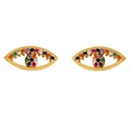 Exquisite golden evil eye stud earrings with vibrant multi-colored zircon stones - err24 Evil Eye