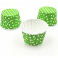 Pirottini verdi a pois bianchi con bordo arrotolato per cupcake e muffin dolci - Pois Verdi 50 Pz