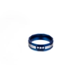 Anello da uomo in acciaio al titanio blu scuro e argento con tre pietre di zircone cubico - US 6 / Blu