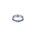 Titanium steel ring with blue enamel inlay and center clear zircon for couples - US 6 / Blue