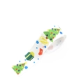 White Christmas grosgrain ribbon with colorful tree, snowflake and gift box patterns - 2.5cm White Christmas Tree Gift Ribbon (1 Yard)