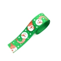 Green Christmas grosgrain ribbon with snowman and white polka dots for gift wrapping - 2.5cm Green Long Nose Snowman Ribbon (1 Yard)