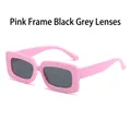 Gafas de sol cuadradas retro con montura rosa y cristales gris oscuro para moda actual - Montura Rosa Lente Gris Oscuro