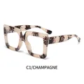 Retro square oversized blue light glasses in semi-transparent champagne tortoiseshell finish - Champagne Tortoise Frame
