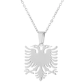 Collar de acero inoxidable pulido con un detallado colgante de águila de Albania - Color Acero