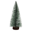 Mini-Weihnachtsbaum mit Frost-Effekt, grünen Nadeln und Holzsockel auf weißem Hintergrund - 15CM