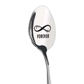 Polished stainless steel spoon featuring engraved infinity you me forever text detail - you & me FOREVER