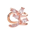 Rose gold leaf vine ear cuff featuring marquise and round cut zircons on white background - Leaf Ear Cuff / Rose Gold (7302)