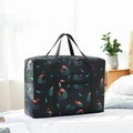 Black foldable travel bag with red flamingo pattern and waterproof nylon material - Thickened Black Flamingo