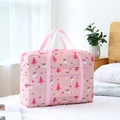 Pink waterproof foldable travel bag featuring festive Christmas tree and reindeer prints - Thickened Pink Sheep