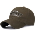 Deep olive green cotton baseball cap featuring white 3D sport fashion embroidery - Adjustable / Army Green