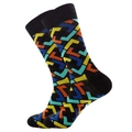 Close-up of geometric L-shaped pattern on knitted crew socks with ribbed cuffs - EU 39-46 / Geometric L-Pattern