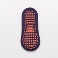 Non-slip cotton yoga socks in purple with orange grip dots on the sole - Dark Purple