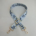 Adjustable light blue fabric shoulder strap with floral pattern and gold metal hooks - Silver Clasp / No. 5 Branch