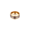 Two-tone stainless steel ring with black and grey stripes in a golden finish - US 7 / Gold Color (Black Silver Gold Stripes)