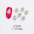 Detailed macro view of 7.3x10mm teardrop crown nail charms with AB crystals and silver base - Waterdrop-LF2950 / Silver/Opal