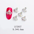 Macro view of 9.5x8.6mm crown alloy nail art charms with AB rhinestones and silver base - Crown-LF2937 / Silver/Multicolor