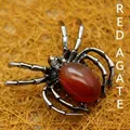 Vintage spider brooch featuring a large red agate gemstone and retro alloy legs - Red Agate