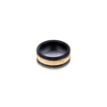 Minimalistischer Ring aus Titanstahl in Schwarz und Gold mit gebürsteter Oberfläche - US 9 / Schwarz/Gold