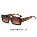 Fashionable rectangle sunglasses with hawksbill tea tortoise frame and gradient brown lenses - Leopard Frame Gradient Tea Lens