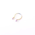 Detail shot of rainbow-colored stainless steel faux nose ring with polished finish - Colorful
