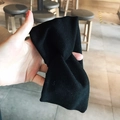 Black ribbed knit twist headband for women made of soft elastic acrylic fiber - Cross / Black