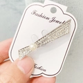 Silver geometric brooch featuring sparkling rhinestones and a single white pearl accent - A7-26-Silver Geometric Line Pearl