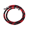 Adjustable red and black striped sports glasses strap with soft velvet texture and metal buckle - Black & Red Stripe