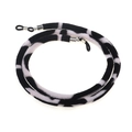Adjustable velvet sport eyewear strap with cow print pattern and black rubber loops - Black and White Spots