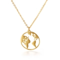 Collana minimalista in acciaio inossidabile placcato oro 18k con ciondolo mappamondo - Oro (KN82097-Z)