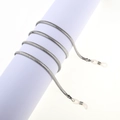 Silver snake chain eyewear retainer with adjustable silicone loops on a white display - Silver