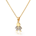 Collar de acero inoxidable chapado en oro 18k con colgante de niño y corazón calado - Colgante Niño Corazón Calado Bicolor (KP78690-K)