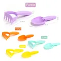 Soft rubber beach toy set with purple, orange, cyan, and yellow shovels and rakes - 2Pcs Soft Rubber Hollow Shovel & Rake Set