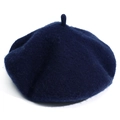 Classic navy blue wool beret hat for women with minimalist solid color and warm texture - M (56-58cm) / Navy Blue