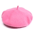 Classic bright pink wool felt beret for women, stylish French style winter headwear - M (56-58cm) / Water Pink